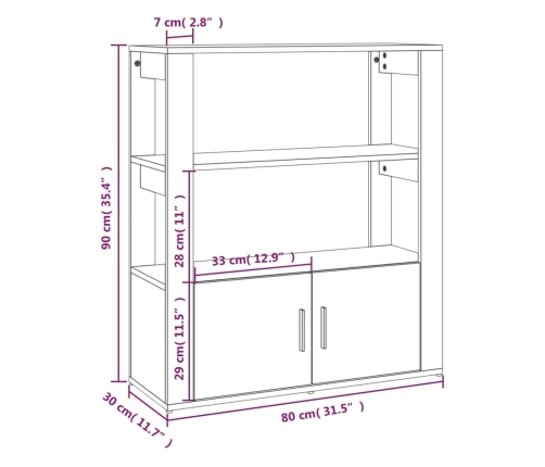 Aparador de madera contrachapada blanco 80x30x90 cm