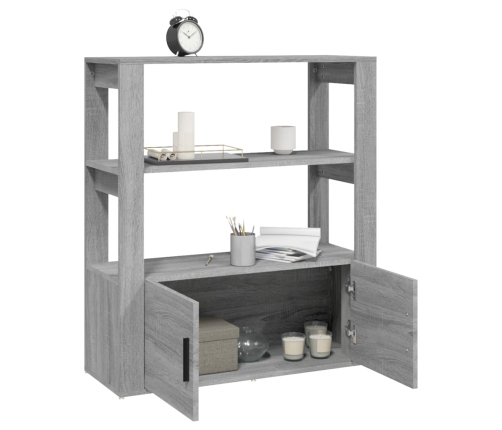 Aparador de madera contrachapada gris Sonoma 80x30x90 cm