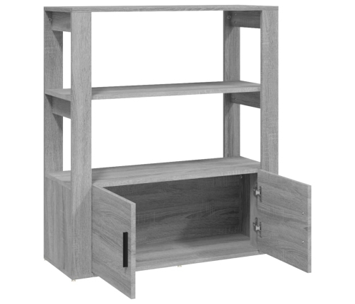 Aparador de madera contrachapada gris Sonoma 80x30x90 cm