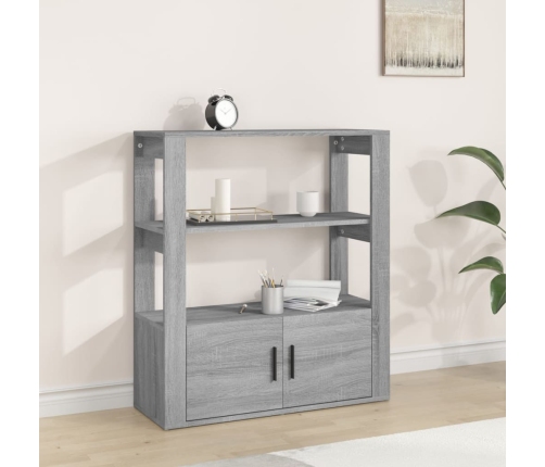 Aparador de madera contrachapada gris Sonoma 80x30x90 cm