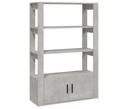 Aparador de madera contrachapada gris hormigón 80x30x119,5 cm