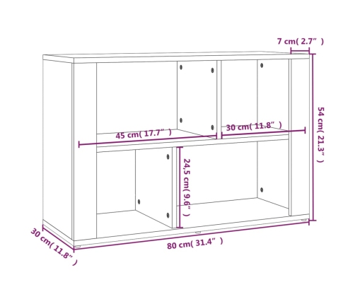 Aparador de madera contrachapada blanco 80x30x54 cm