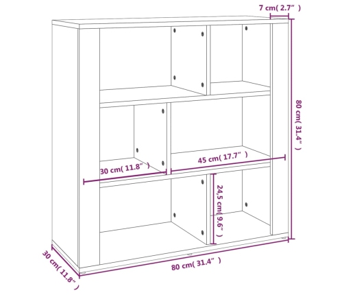 Aparador de madera contrachapada blanco 80x30x80 cm