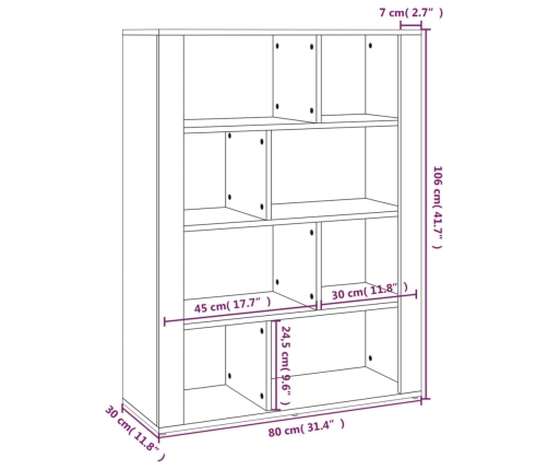 Aparador de madera contrachapada blanco 80x30x106 cm