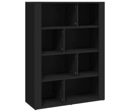 Aparador de madera contrachapada negro 80x30x106 cm