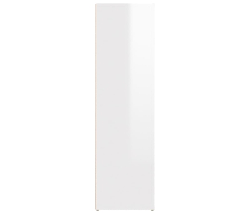 Aparador de madera contrachapada blanco brillante 80x30x106 cm