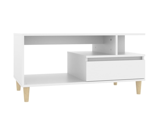 Mesa de centro madera contrachapada blanca 90x49x45 cm