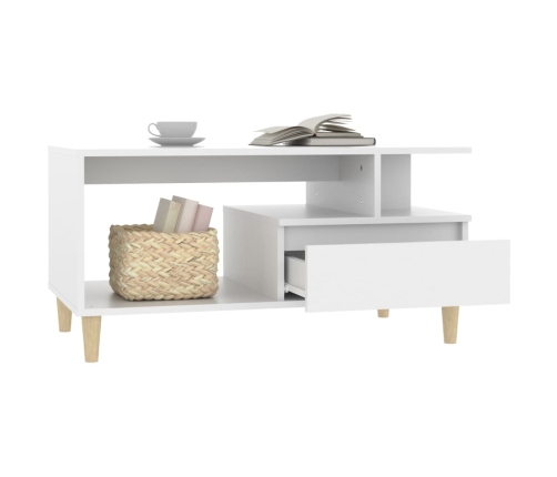 Mesa de centro madera contrachapada blanca 90x49x45 cm