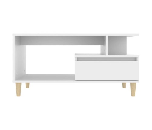 Mesa de centro madera contrachapada blanca 90x49x45 cm