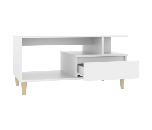 Mesa de centro madera contrachapada blanca 90x49x45 cm