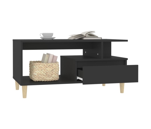 Mesa de centro madera contrachapada negro 90x49x45 cm