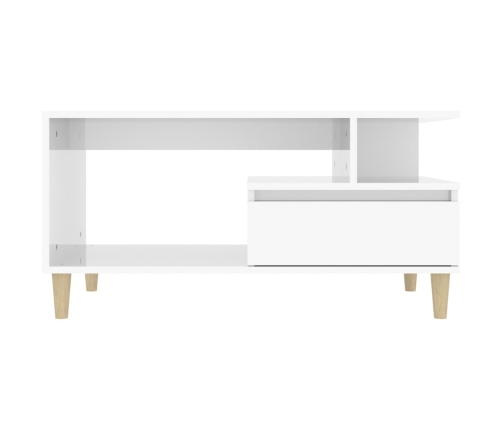 Mesa de centro madera contrachapada blanco brillo 90x49x45 cm