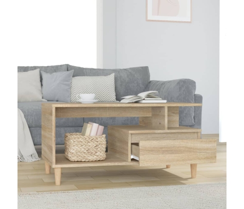 Mesa de centro madera contrachapada roble Sonoma 90x49x45 cm