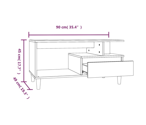 Mesa de centro madera contrachapada roble Sonoma 90x49x45 cm