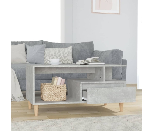 Mesa de centro madera contrachapada gris hormigón 90x49x45 cm