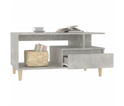 Mesa de centro madera contrachapada gris hormigón 90x49x45 cm