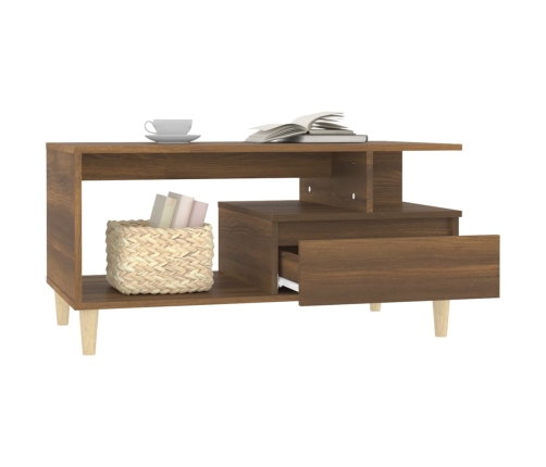 Mesa de centro madera contrachapada roble marrón 90x49x45 cm