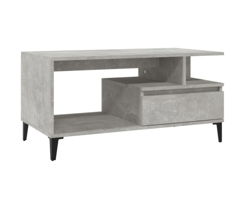 Mesa de centro madera contrachapada gris hormigón 90x49x45 cm