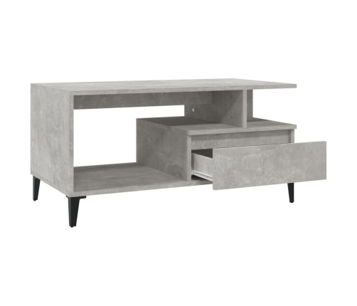 Mesa de centro madera contrachapada gris hormigón 90x49x45 cm