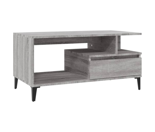 vidaXL Mesa de centro madera contrachapada gris Sonoma 90x49x45 cm