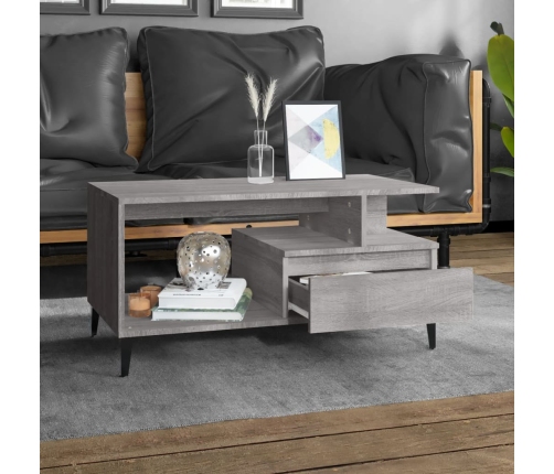 vidaXL Mesa de centro madera contrachapada gris Sonoma 90x49x45 cm