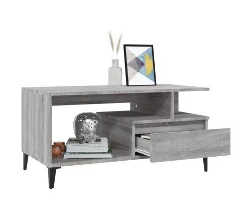 vidaXL Mesa de centro madera contrachapada gris Sonoma 90x49x45 cm