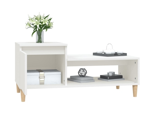 vidaXL Mesa de centro madera contrachapada blanco 100x50x45 cm