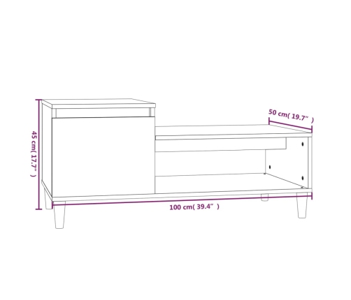 Mesa de centro madera contrachapada blanco 100x50x45 cm