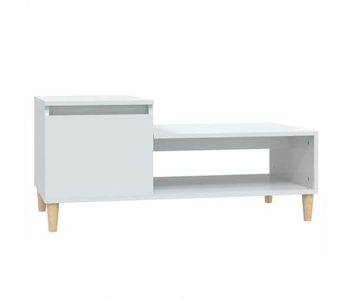 Mesa de centro madera contrachapada blanco brillo 100x50x45 cm