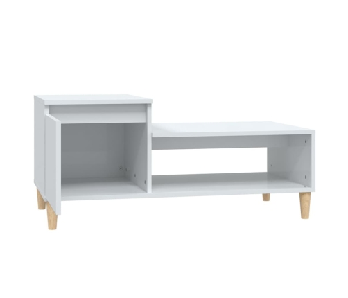 Mesa de centro madera contrachapada blanco brillo 100x50x45 cm