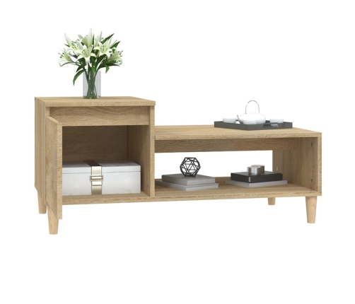 vidaXL Mesa de centro madera contrachapada roble Sonoma 100x50x45 cm