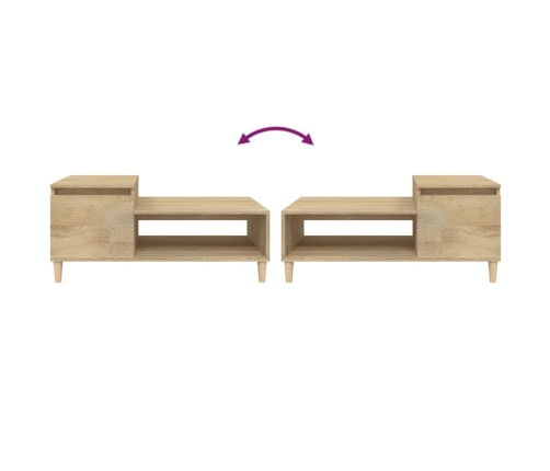 vidaXL Mesa de centro madera contrachapada roble Sonoma 100x50x45 cm