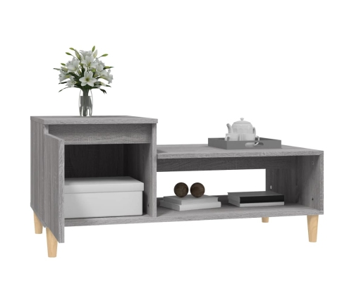 Mesa de centro madera contrachapada gris Sonoma 100x50x45 cm