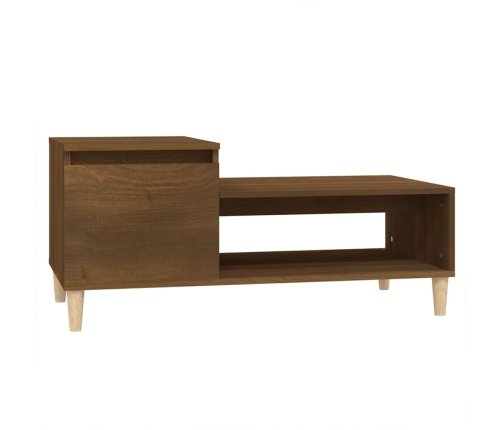 vidaXL Mesa de centro madera contrachapada roble marrón 100x50x45 cm