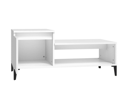 Mesa de centro madera contrachapada blanco 100x50x45 cm