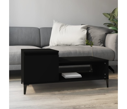 Mesa de centro madera contrachapada negro 100x50x45 cm