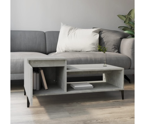 Mesa de centro madera contrachapada gris hormigón 100x50x45 cm