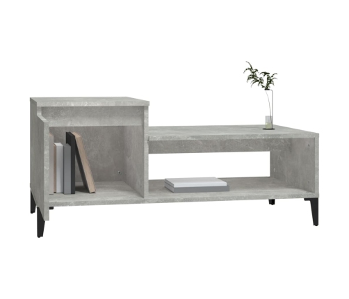 Mesa de centro madera contrachapada gris hormigón 100x50x45 cm