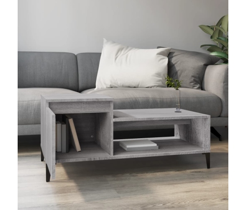 vidaXL Mesa de centro madera contrachapada gris Sonoma 100x50x45 cm