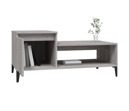 vidaXL Mesa de centro madera contrachapada gris Sonoma 100x50x45 cm