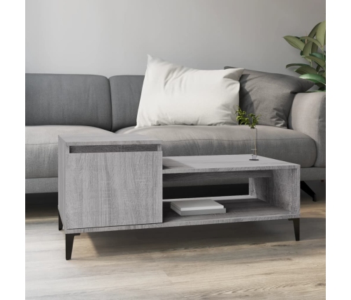 vidaXL Mesa de centro madera contrachapada gris Sonoma 100x50x45 cm