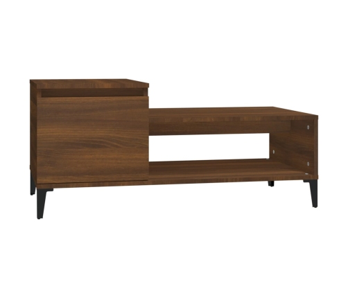 Mesa de centro madera contrachapada roble marrón 100x50x45 cm