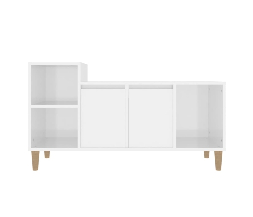 Mueble de TV madera contrachapada blanco brillo 100x35x55 cm