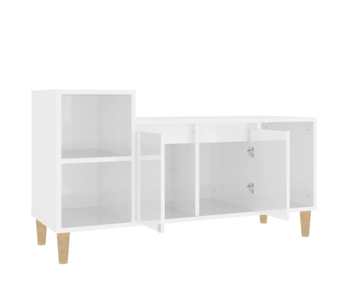 Mueble de TV madera contrachapada blanco brillo 100x35x55 cm