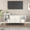 Mueble de TV madera contrachapada blanco brillo 100x35x55 cm