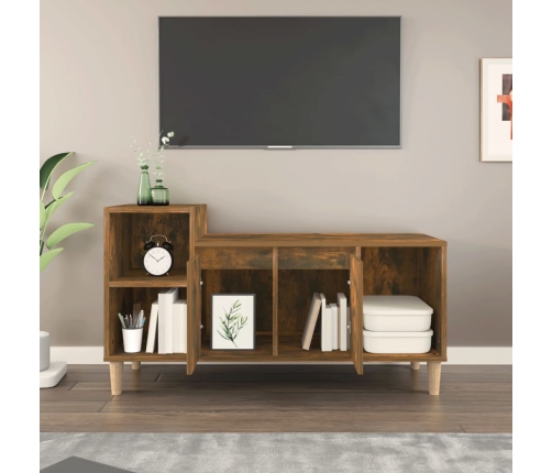 Mueble para TV madera contrachapada roble ahumado 100x35x55 cm