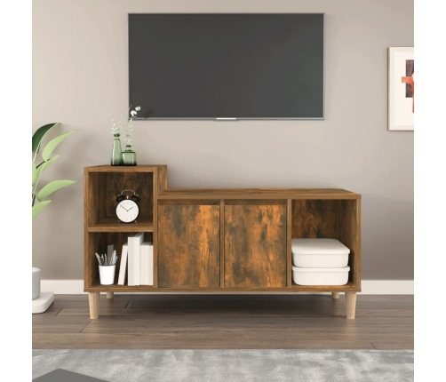 Mueble para TV madera contrachapada roble ahumado 100x35x55 cm