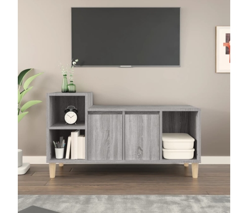 Mueble de TV madera contrachapada gris Sonoma 100x35x55 cm