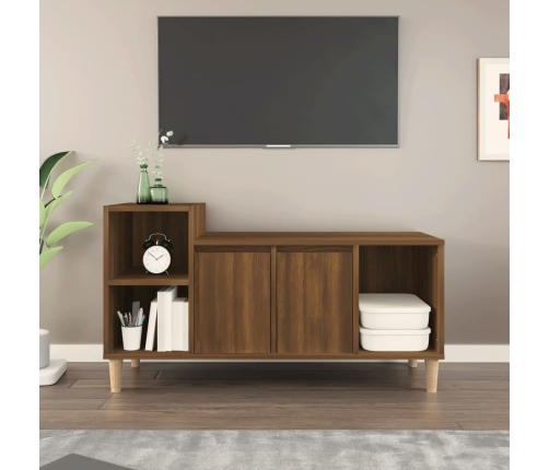 Mueble para TV madera contrachapada marrón roble 100x35x55 cm