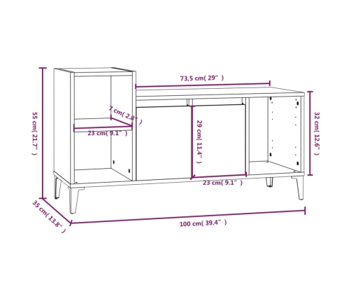 Mueble para TV madera contrachapada blanco 100x35x55 cm